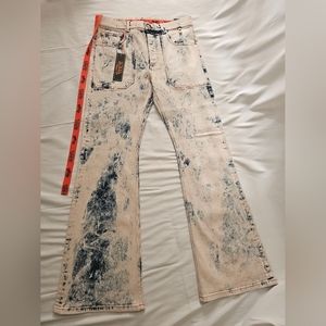 VON DUTCH PARIS Luke Denim Pants Men Pink Wash Distressed Streetwear Jeans Acid